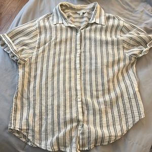 Lucky Brand: black striped, short sleeves, button-down